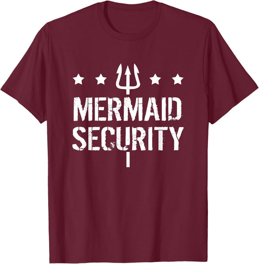 Merman Mermaid Security Funny Swimming T-Shirt - T-Shirt | Maroon
