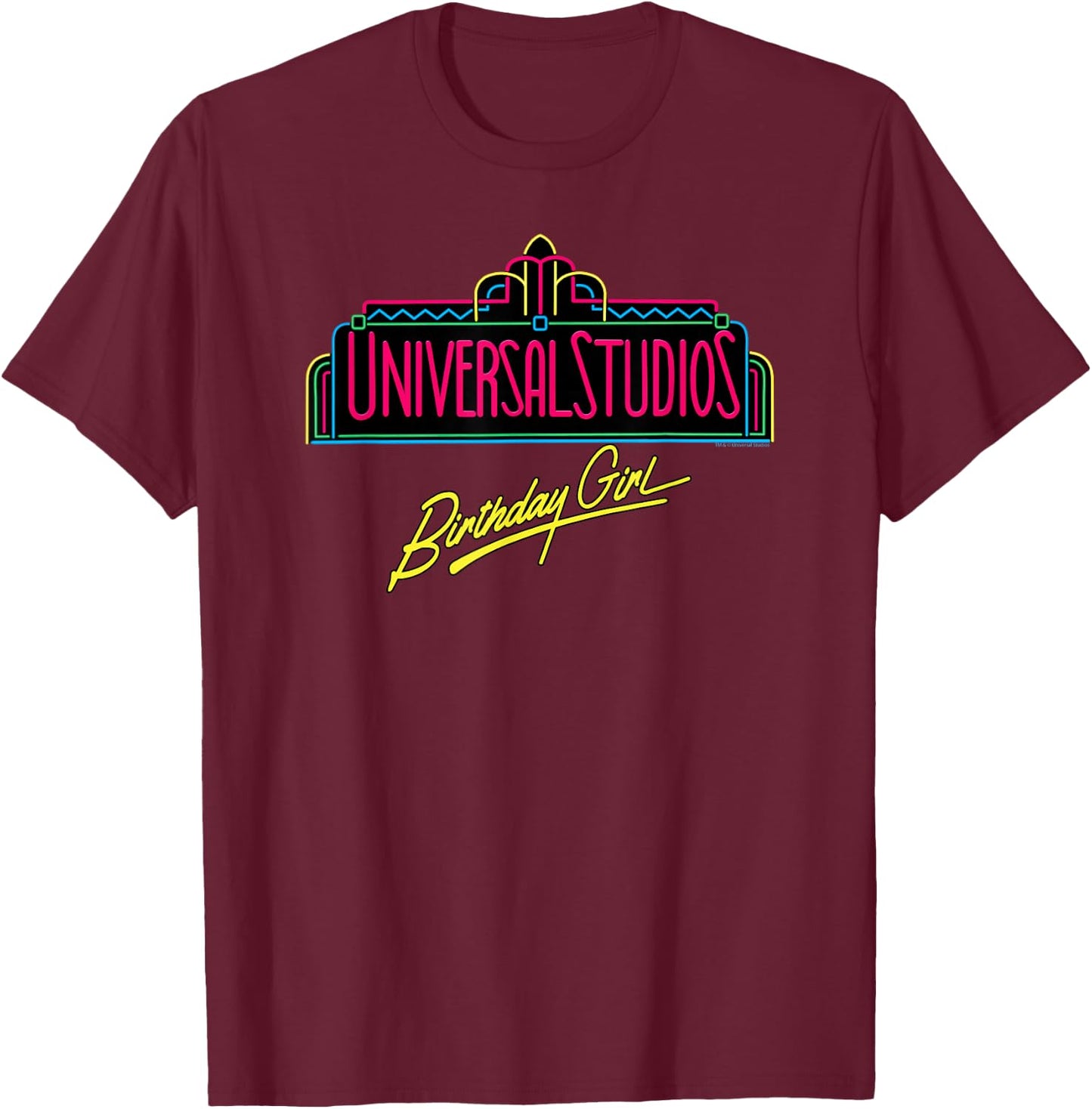 Universal Studios Marquee Birthday Girl T-Shirt - T-Shirt | Maroon