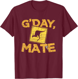 Gday Mate - Funny Australia & Kangaroo T-Shirt - T-Shirt | Maroon