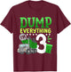 3rd Garbage Truck Birthday Boys Dump Everything 3 Years Old T-Shirt - T-Shirt | Maroon