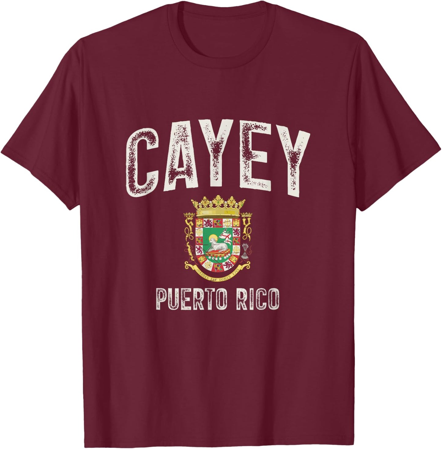 Cayey City in Puerto Rico, Puerto Rico Armorial T-Shirt - T-Shirt | Maroon