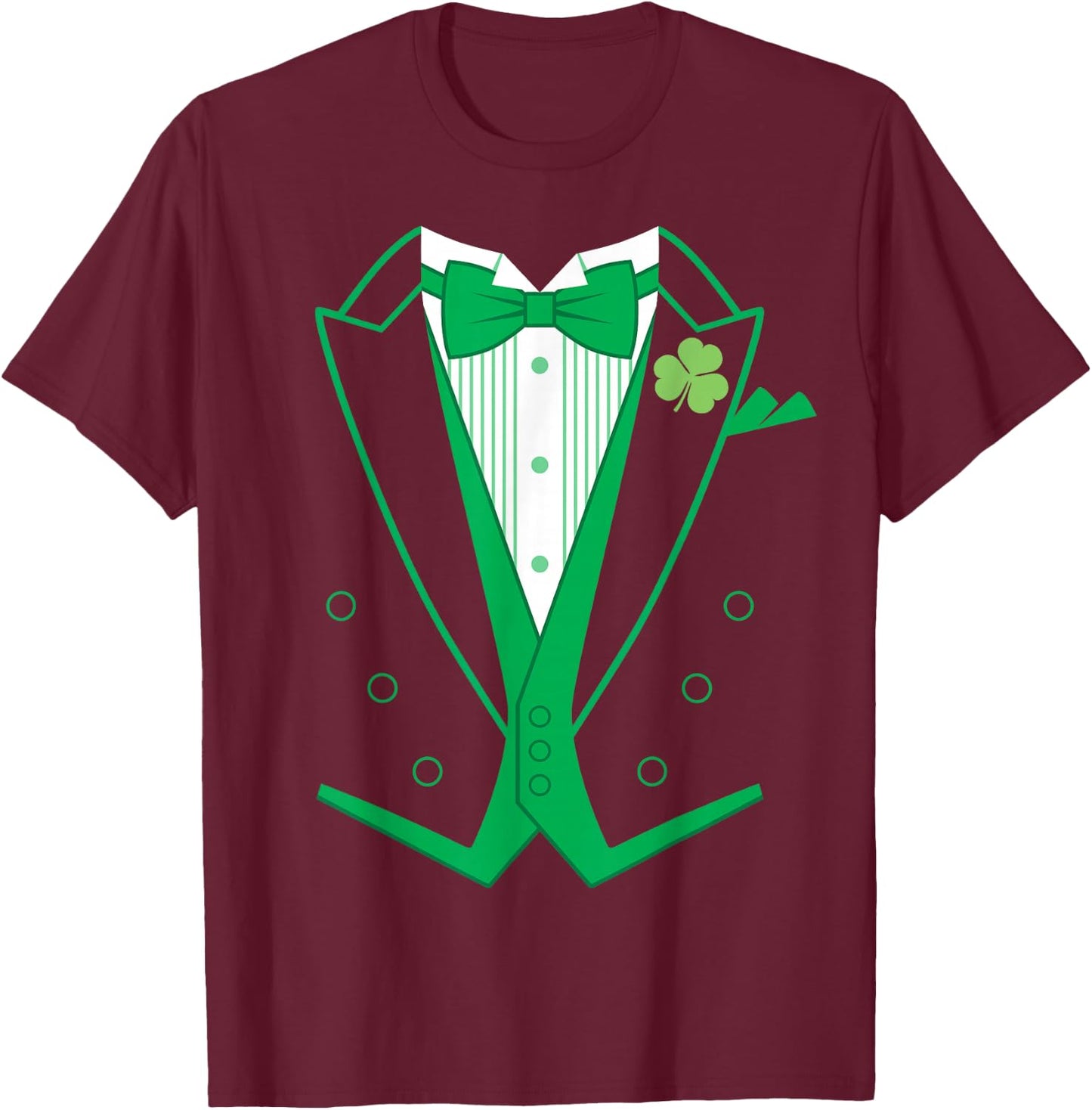 Irish Formal Tuxedo St. Patrick's Day T-Shirt - T-Shirt | Maroon