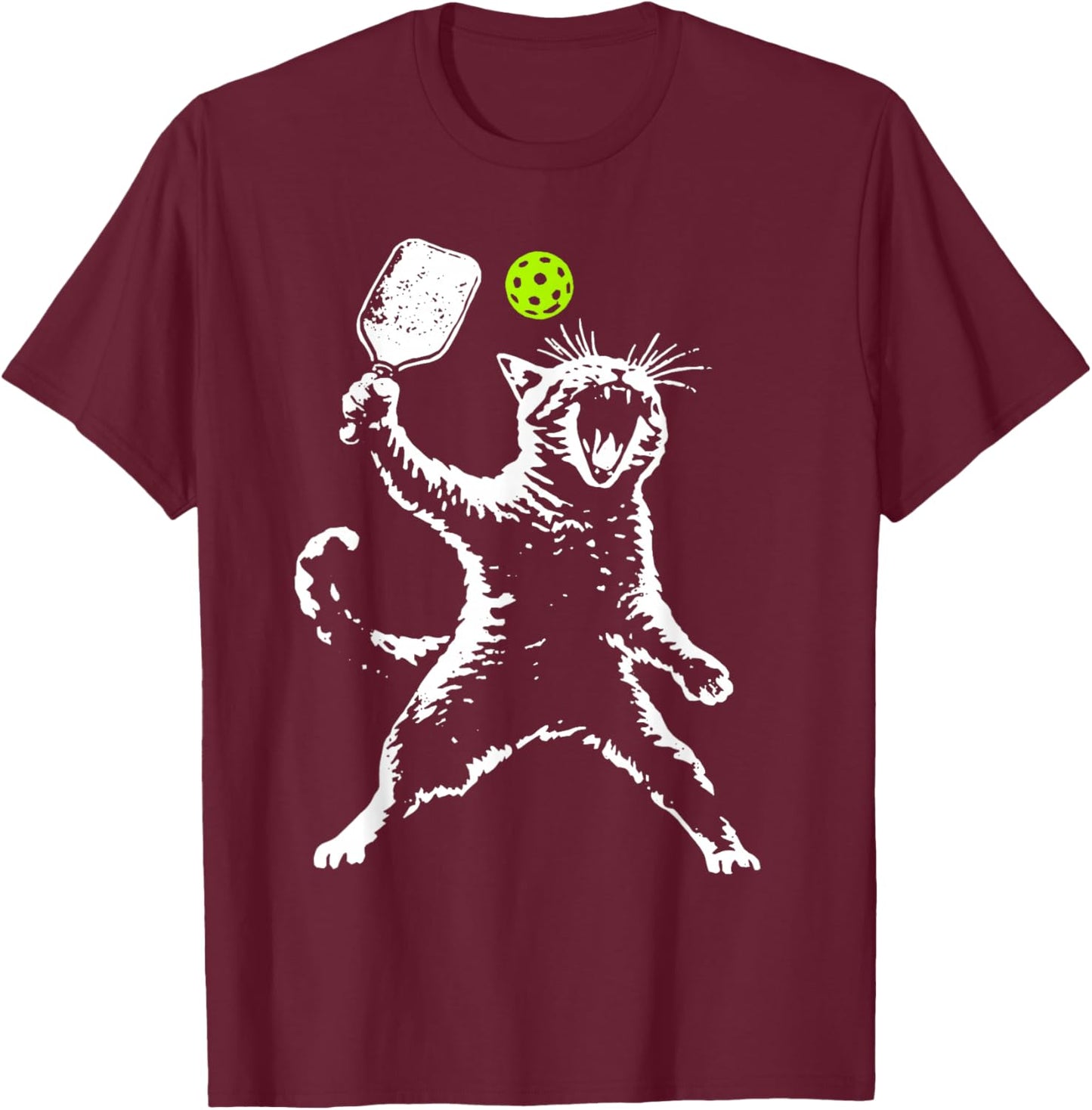 Cat Pickleball T-Shirt - T-Shirt | Maroon
