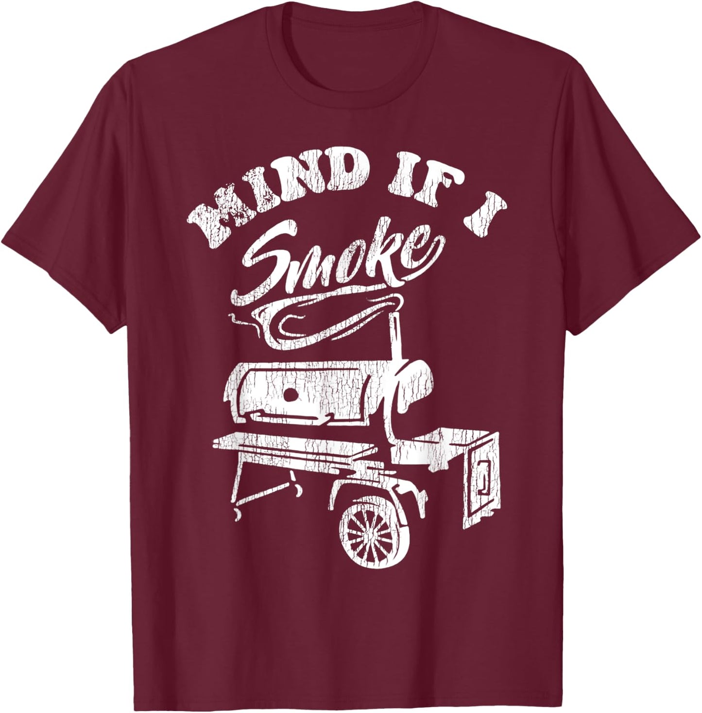 Mind If I Smoke Barbecue Grilling T-Shirt - T-Shirt | Maroon