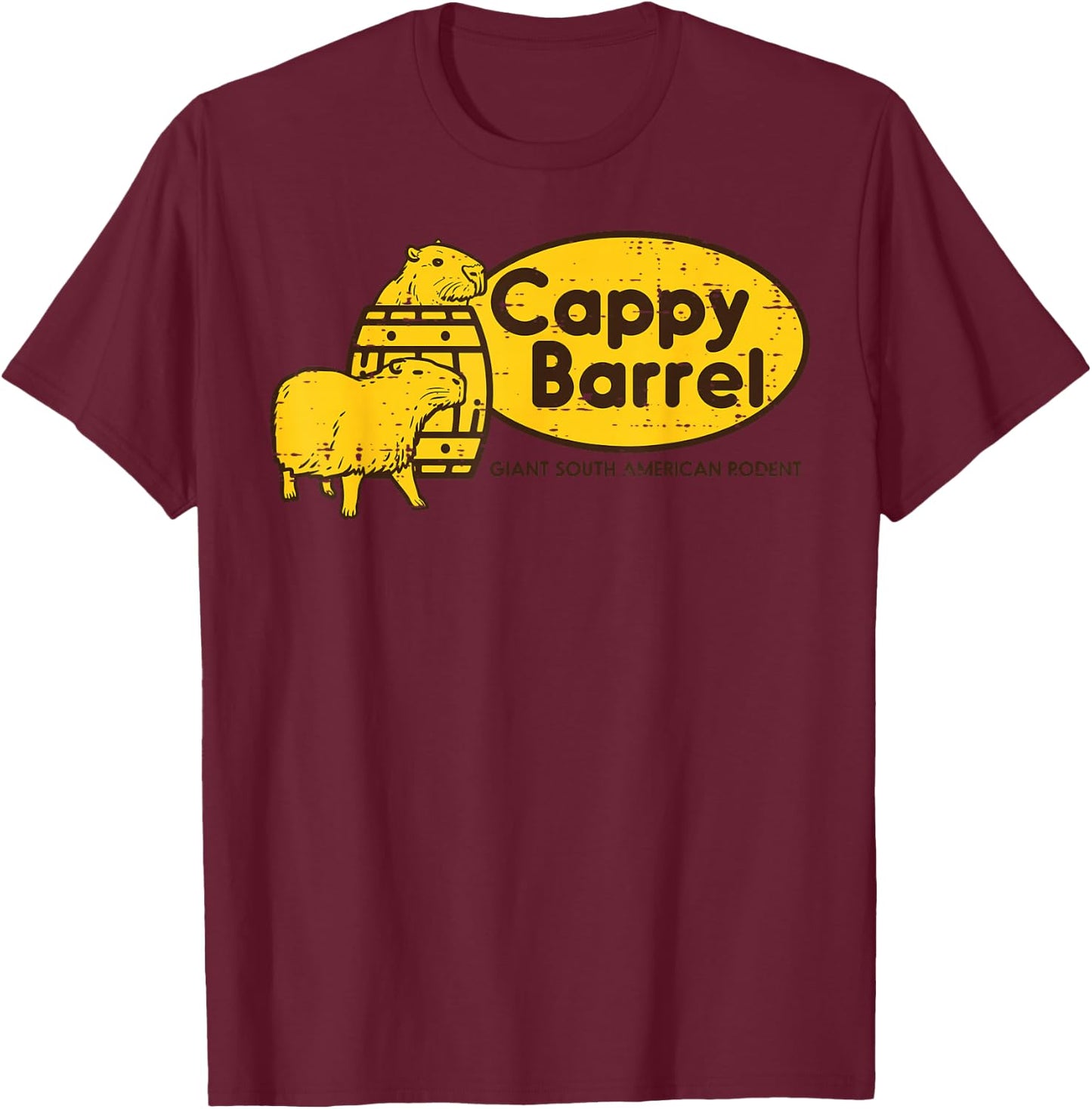 Capybara Cappy Barrel Giant South American Rodent Men Women T-Shirt - T-Shirt | Maroon