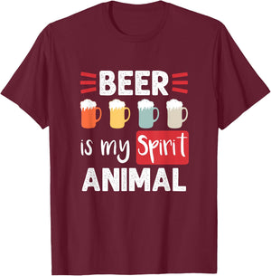 Vintage Beer is My Spirit Animal T-Shirt - T-Shirt | Maroon