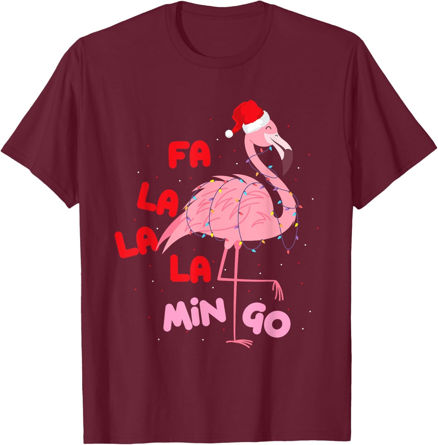Fa La La La Mingo - Cute Flamingo Christmas Xmas T-Shirt - T-Shirt | Maroon