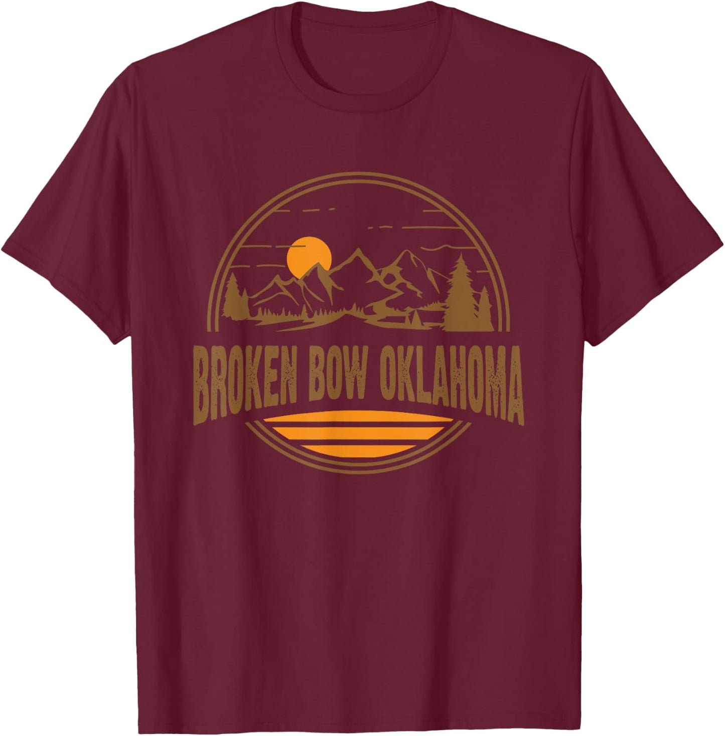 Vintage Broken Bow, Oklahoma Mountain Hiking Souvenir Print T-Shirt - T-Shirt | Maroon