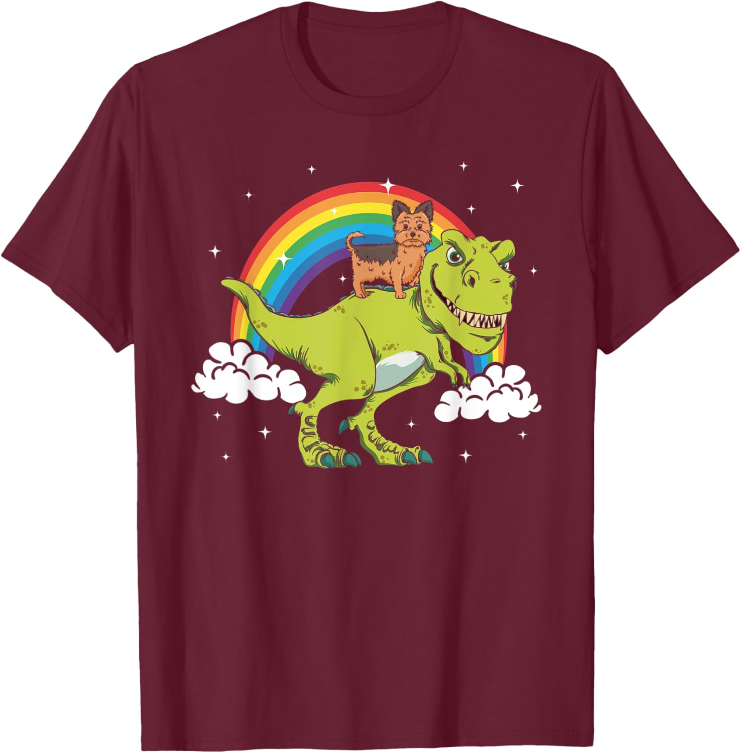 Yorkshire Terrier Yorkie Dog T Rex Dinosaur Tyrannosaurus Men Women Kids T-Shirt - T-Shirt | Maroon