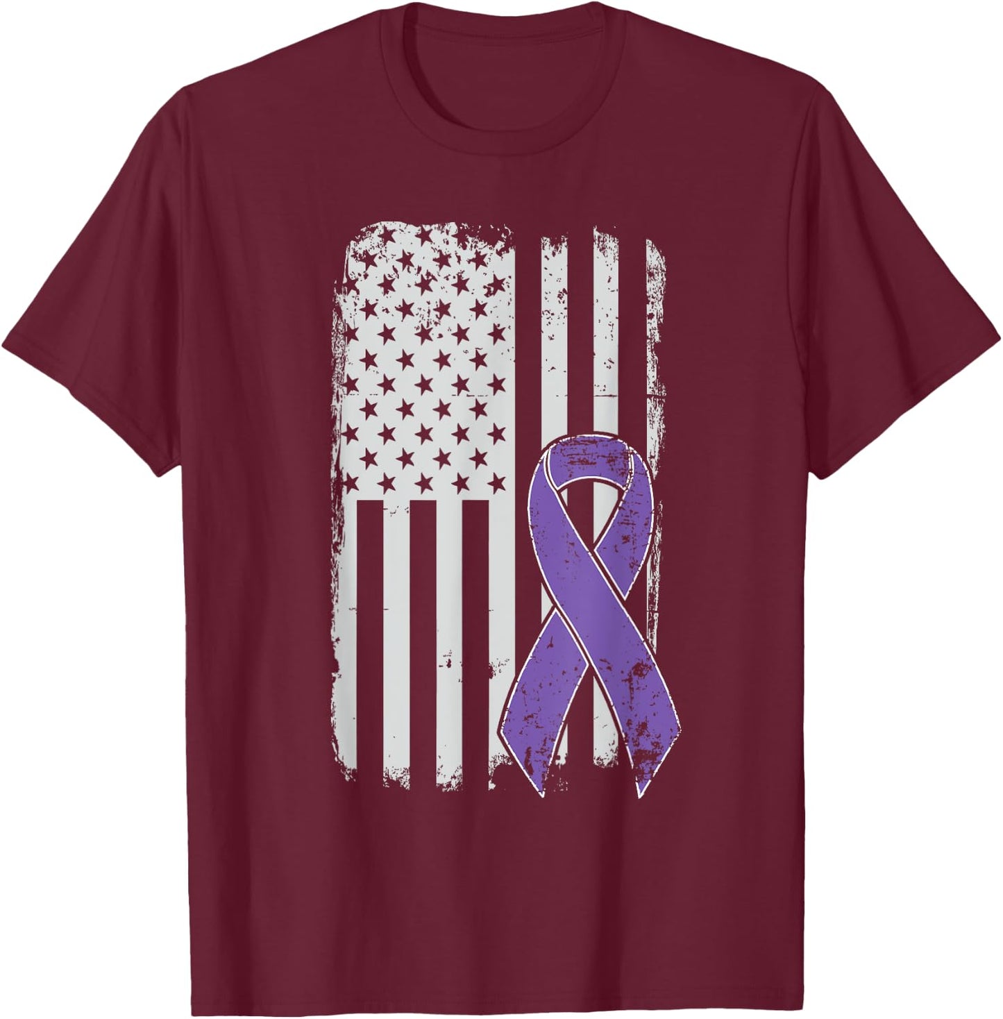 Testicular Cancer Awareness - Vintage USA American Flag T-Shirt - T-Shirt | Maroon
