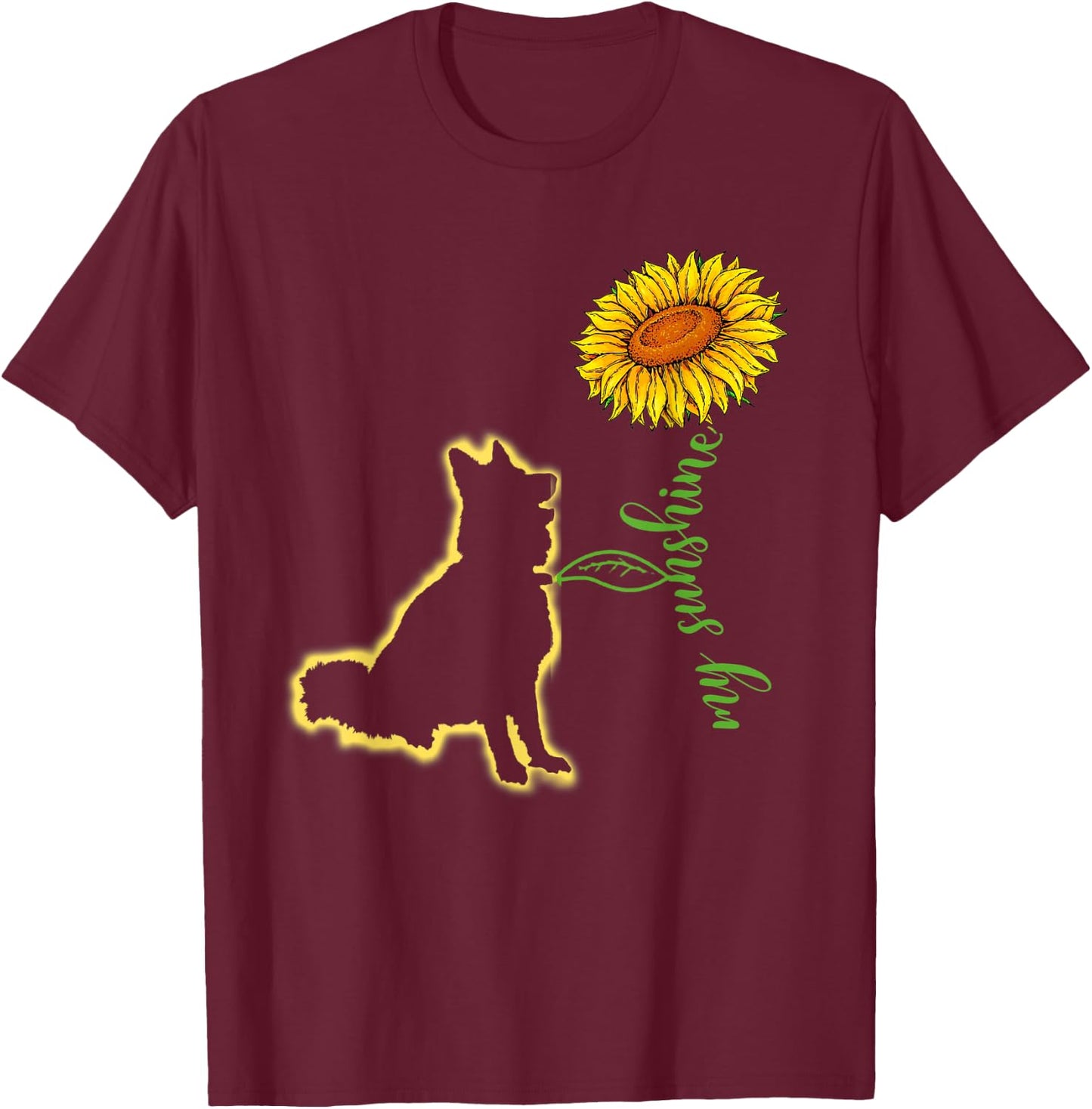 Dog Lover My Sunshine Sunflower Dog Women Kids T-Shirt - T-Shirt | Maroon