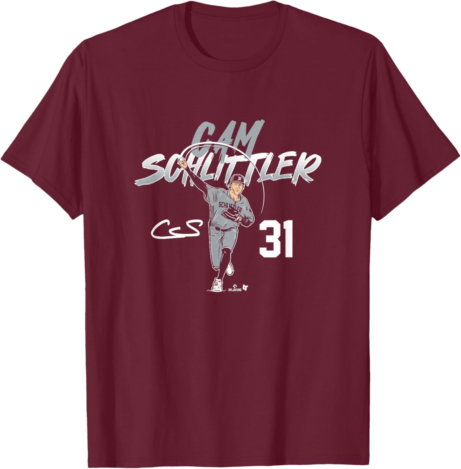 Cam Schlittler - Ace Pose Number - New York Baseball T-Shirt - T-Shirt | Maroon