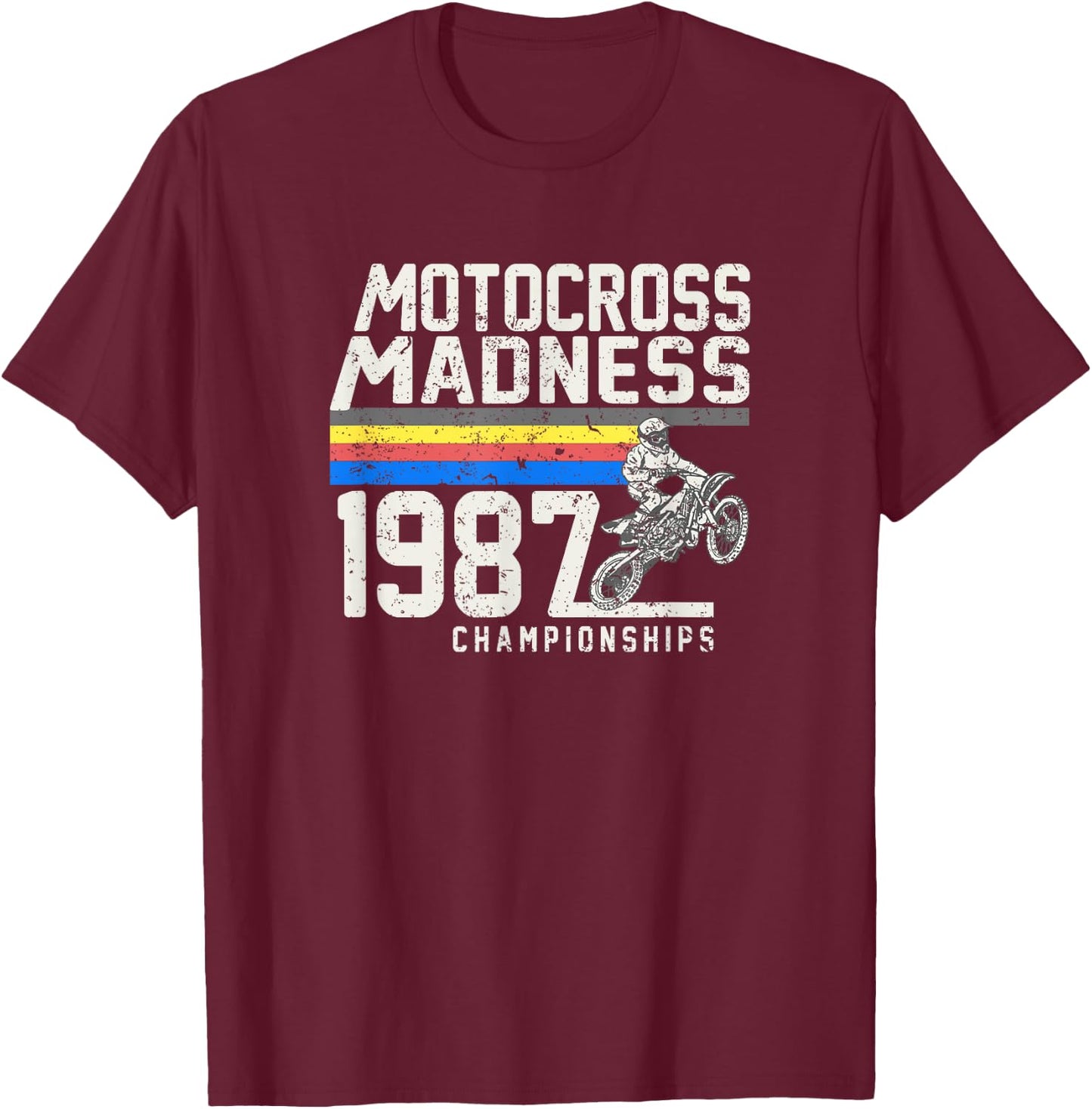 Vintage inspired Motocross Dirt bike race 1987 T-Shirt - T-Shirt | Maroon