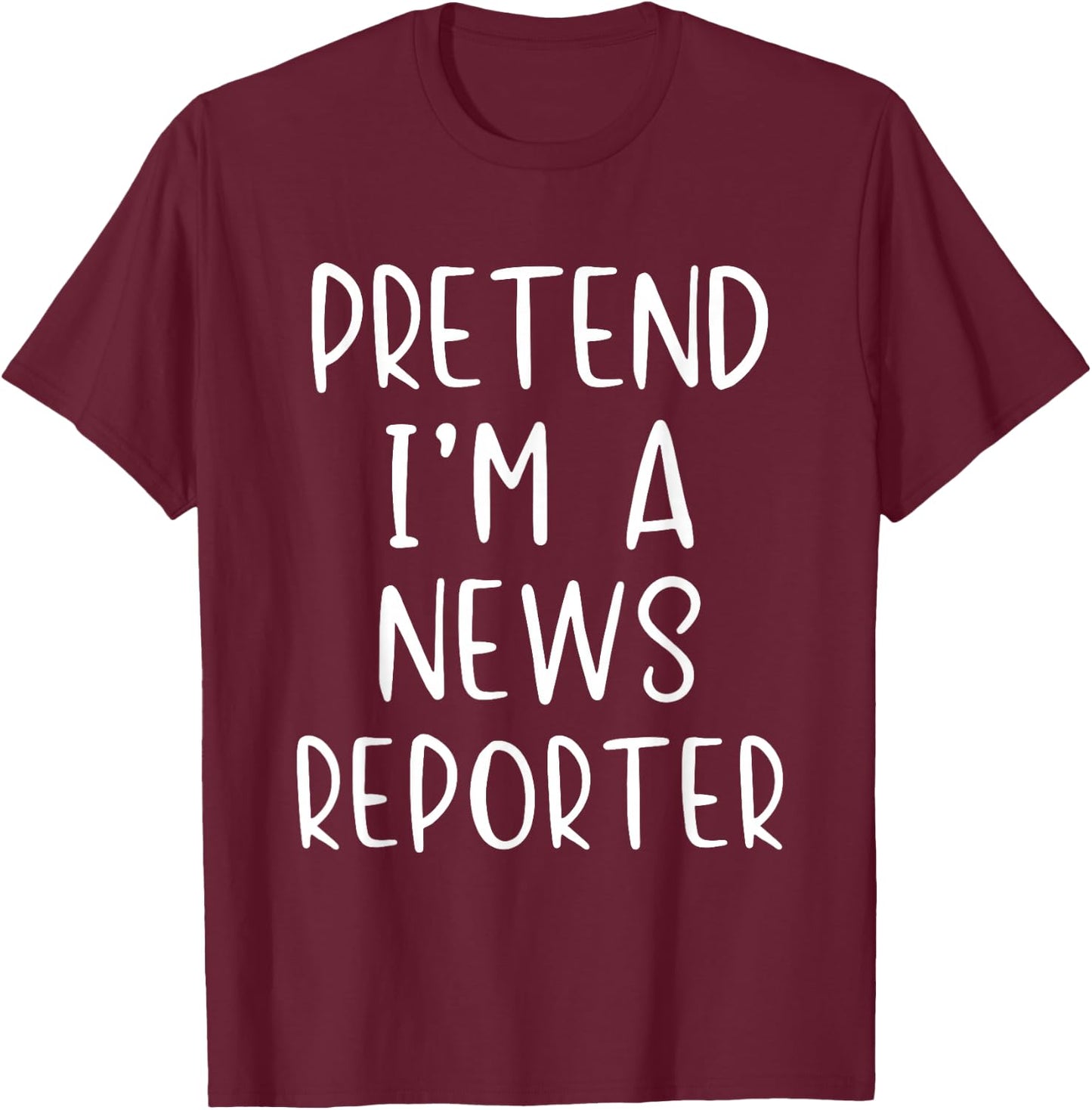 Pretend I'm A News Reporter Costume Halloween Simple Kid T-Shirt - T-Shirt | Maroon