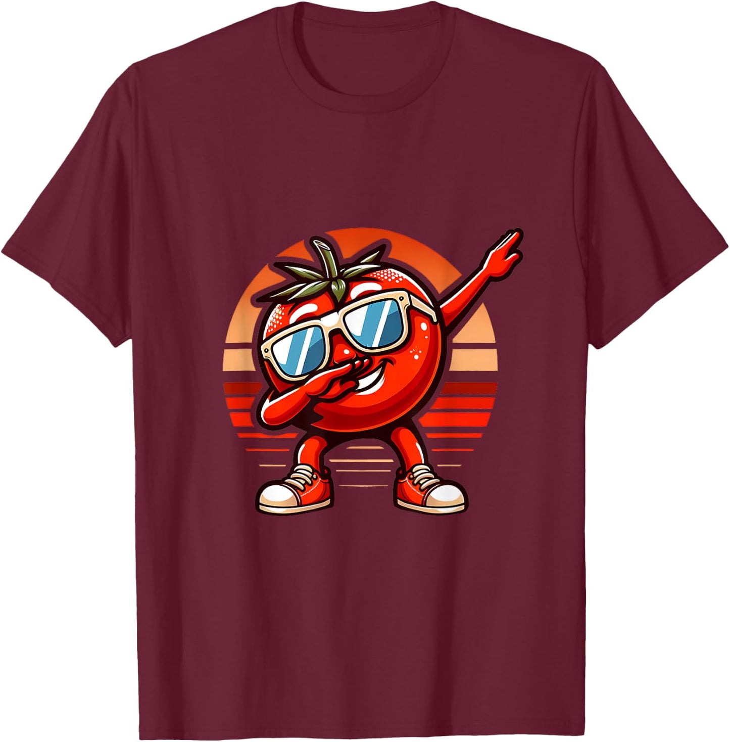 Dab Tomato Dancing Dabbing Retro Fruit T-Shirt - T-Shirt | Maroon