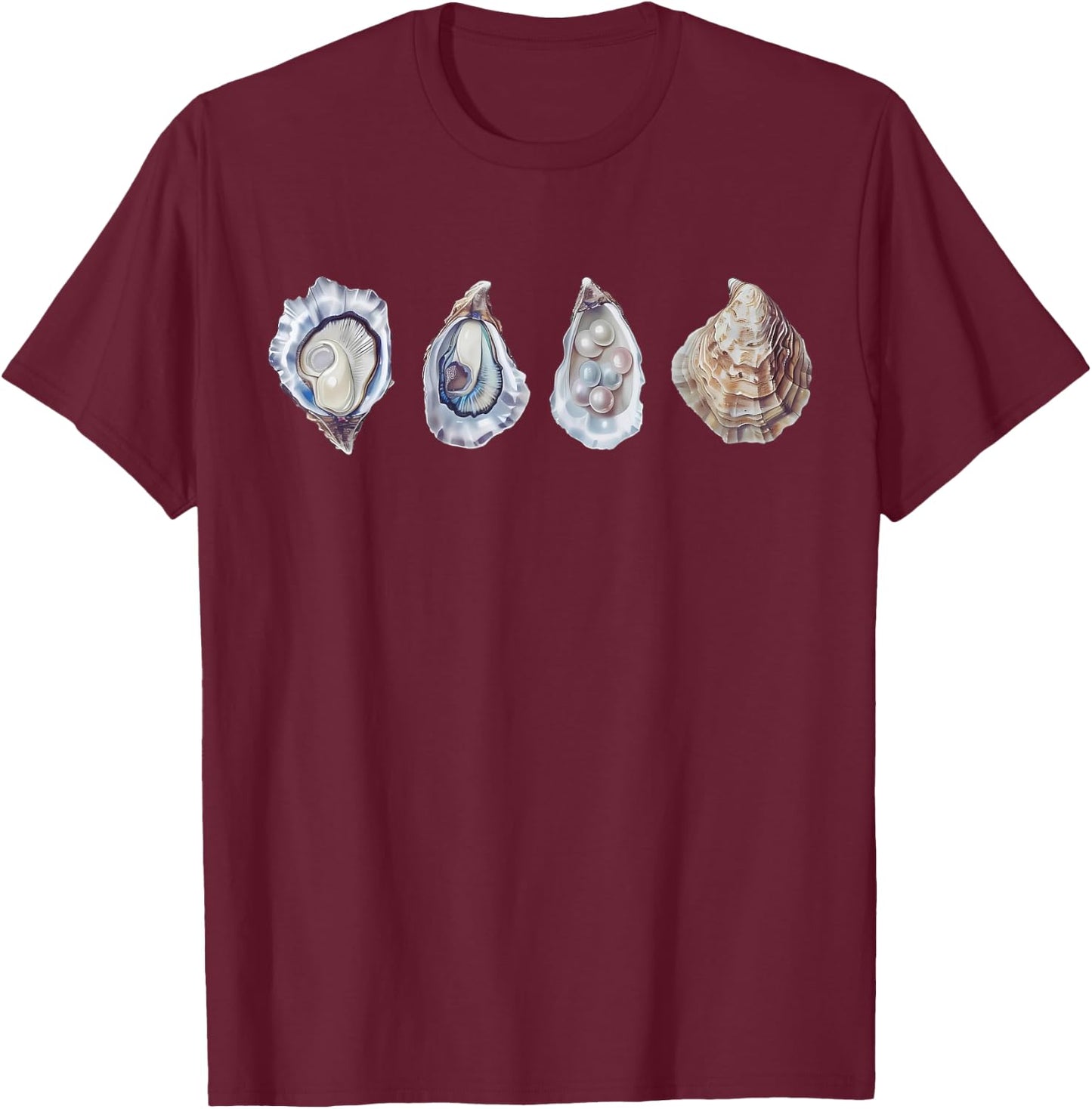 Oyster Seafood Shirt |Funny Oyster Pearl Seashell Girl Women T-Shirt - T-Shirt | Maroon