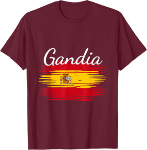 Gandia Spain Flag Espana Espanol Matching Spanish T-Shirt - T-Shirt | Maroon