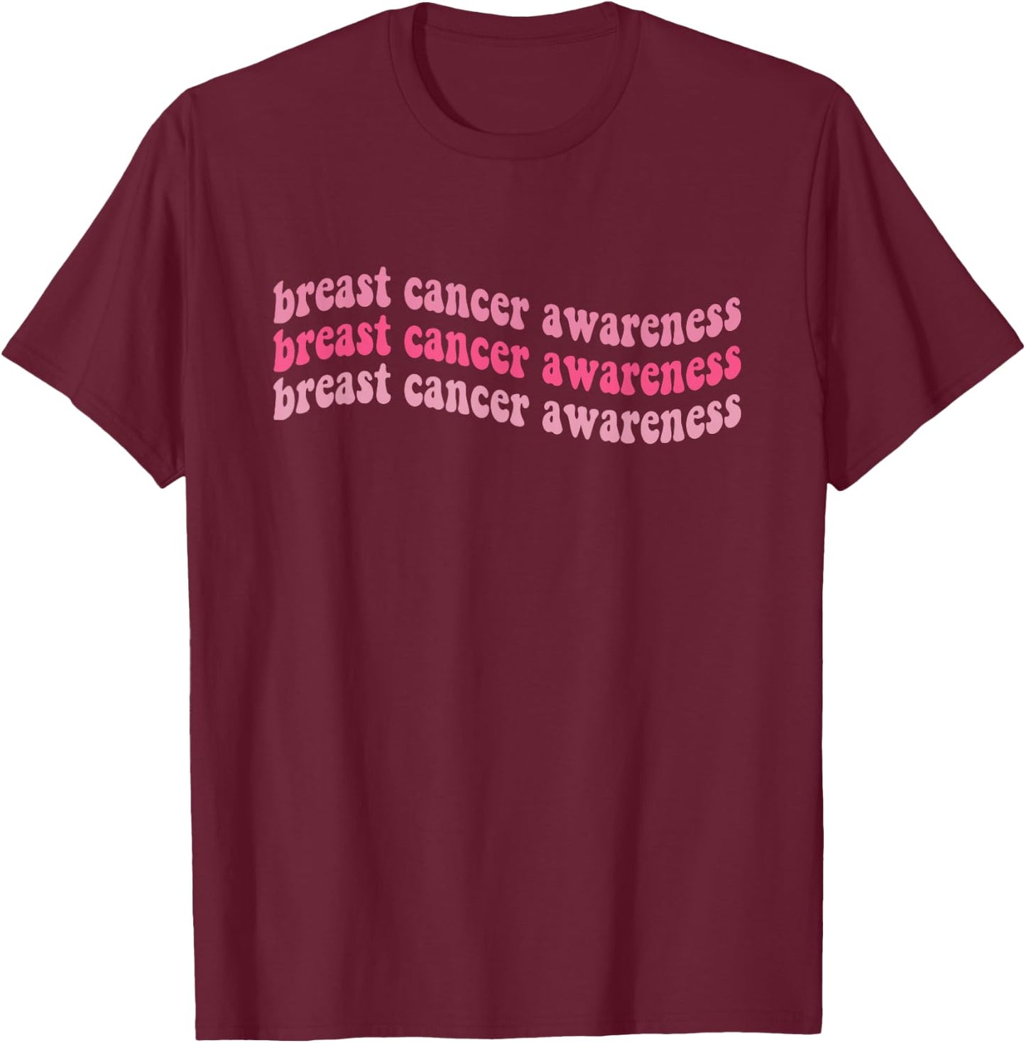 Pink Retro Groovy Breast Cancer Awareness Month Women Men T-Shirt - T-Shirt | Maroon