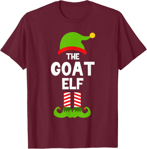 Funny The Goat Elf Christmas Family Party Pajama T-Shirt - T-Shirt | Maroon
