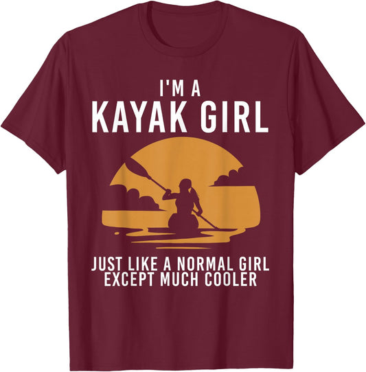 Cool Kayak Art Girls Kayaker Canoe Kayaking Kayak T-Shirt - T-Shirt | Maroon