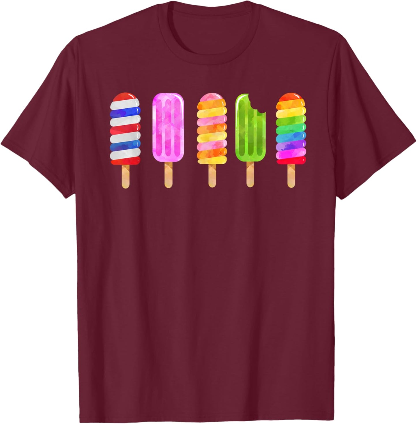 Summer Shirt for Kids Popsicles Fun Birthday Camp Swimming T-Shirt - T-Shirt | Maroon