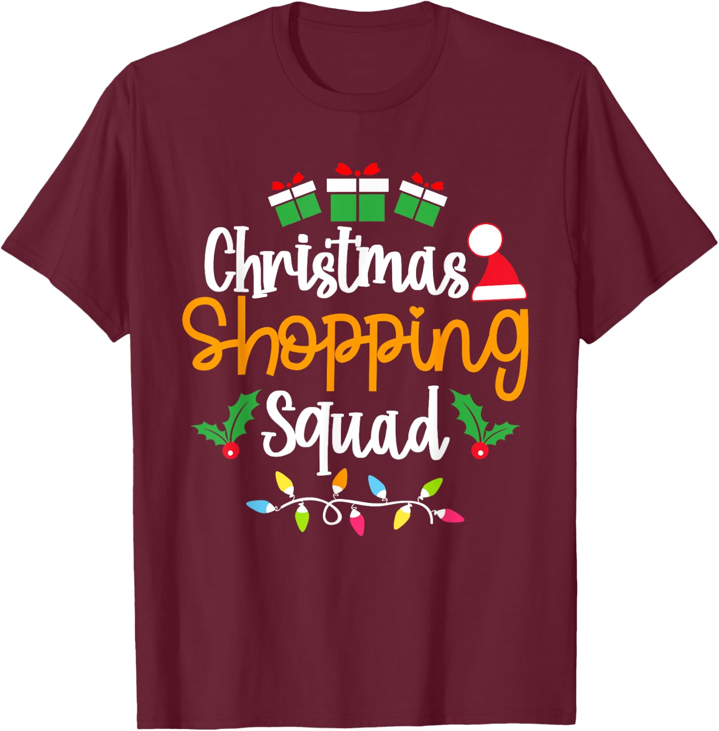 Christmas Shopping Squad Xmas Matching Christmas Family T-Shirt - T-Shirt | Maroon