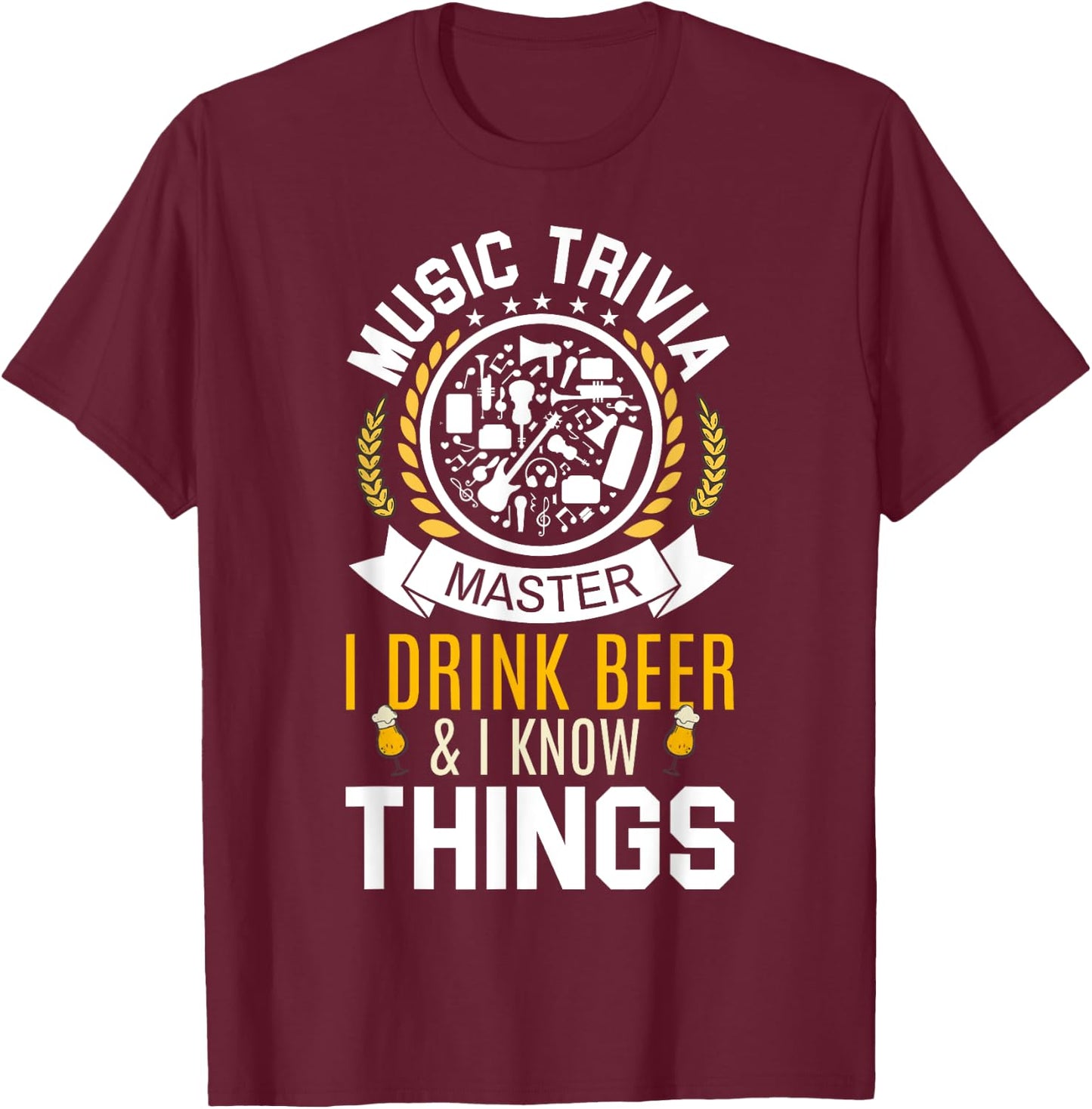 Music Trivia Master Funny Drinking Game Gifts T-Shirt - T-Shirt | Maroon