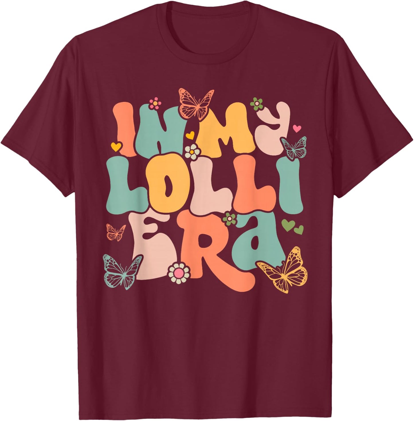 Retro Groovy In My Lolli Era Mother's Day T-Shirt - T-Shirt | Maroon