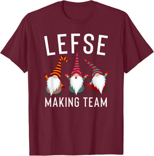 Lefse Making Rolling Team Gnome Xmas Gift T-Shirt - T-Shirt | Maroon