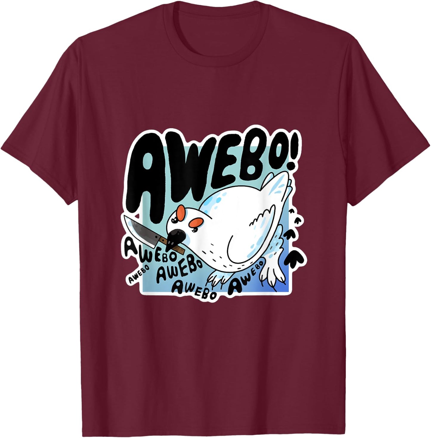 Awebo Ptarmigan Arctic Cute Bird Internet Meme Funny Chicken T-Shirt - T-Shirt | Maroon