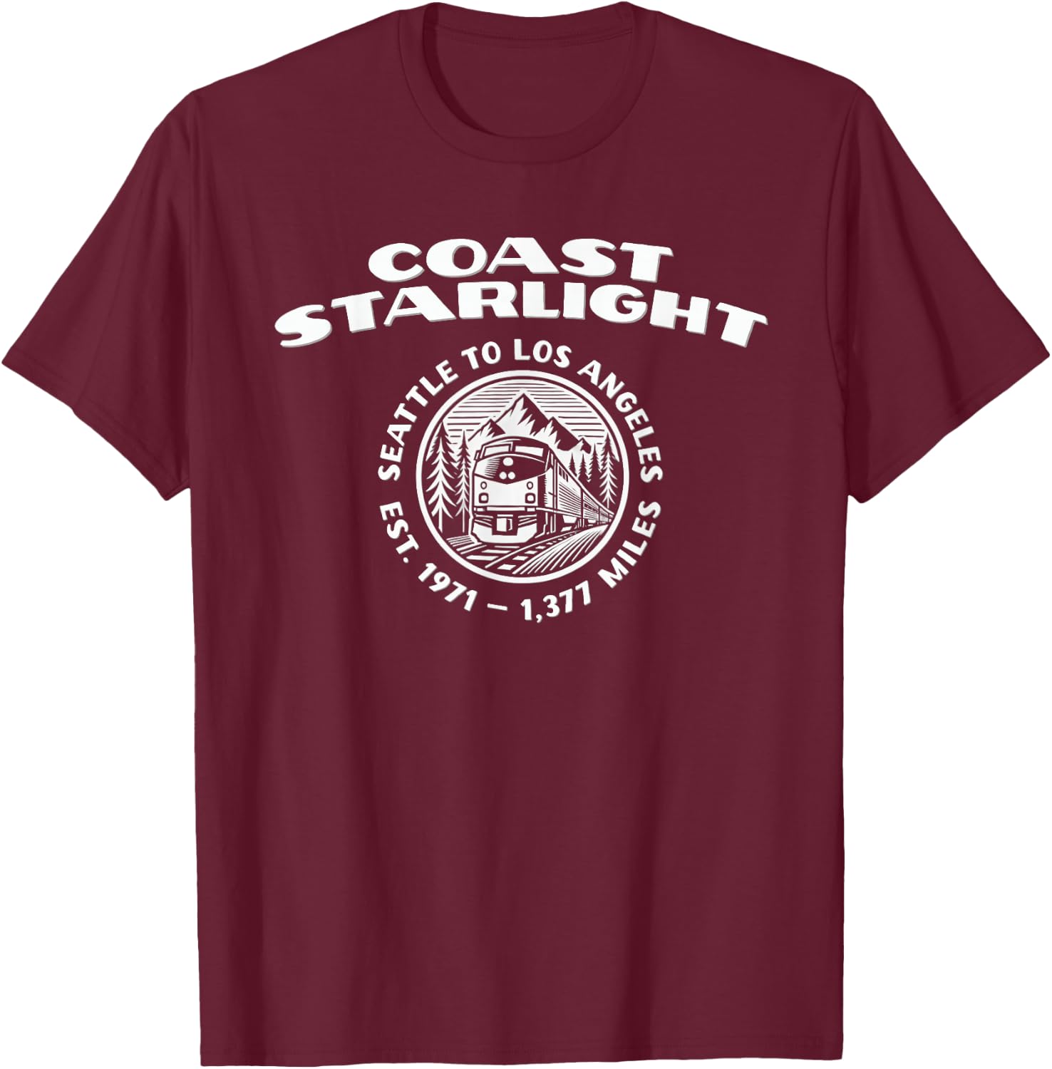 Coast Starlight Rail Train T-Shirt - T-Shirt | Maroon