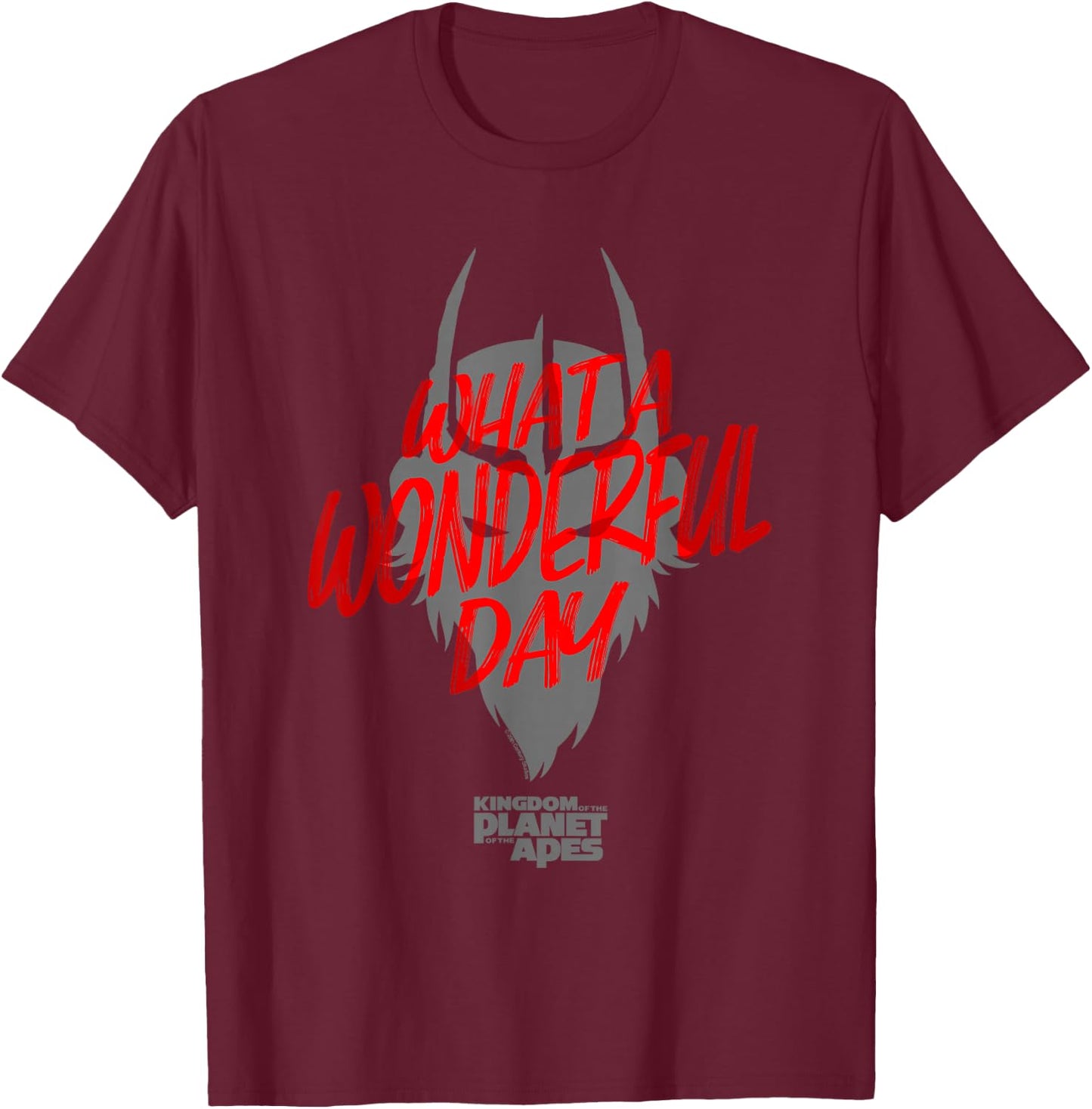 Kingdom of the Planet of the Apes Wonderful Day Red Letter T-Shirt - T-Shirt | Maroon