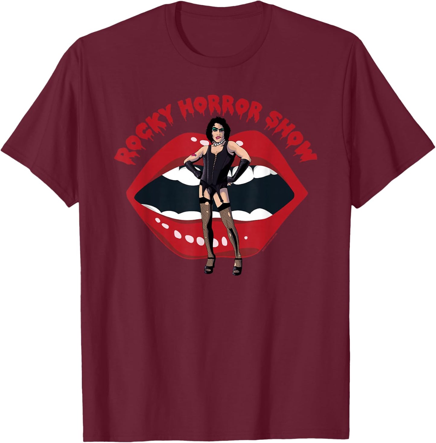 Rocky Horror Show Dr Frank N Furter Mouth Logo T-Shirt - T-Shirt | Maroon