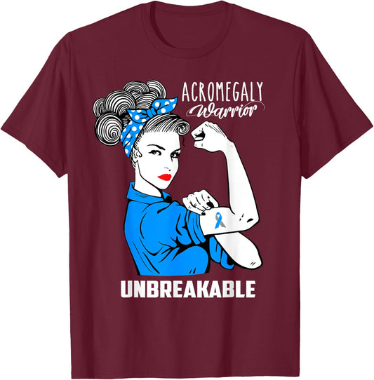 Acromegaly Warrior Unbreakable Shirt Acromegaly Awareness T-Shirt - T-Shirt | Maroon