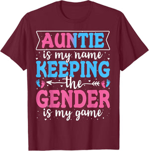 Keeper Of The Gender Auntie Baby Announcement Family Party T-Shirt - T-Shirt | Maroon