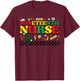Juneteenth Nurse Groovy Retro African Scrub Top Black Women T-Shirt - T-Shirt | Maroon