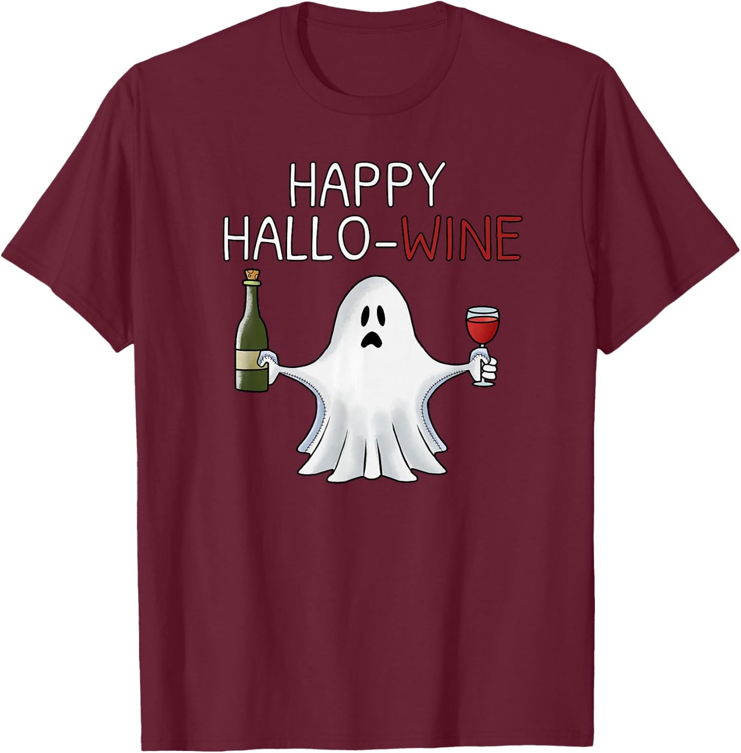 Halloween Wine Happy Hallo-Wine T-Shirt - T-Shirt | Maroon