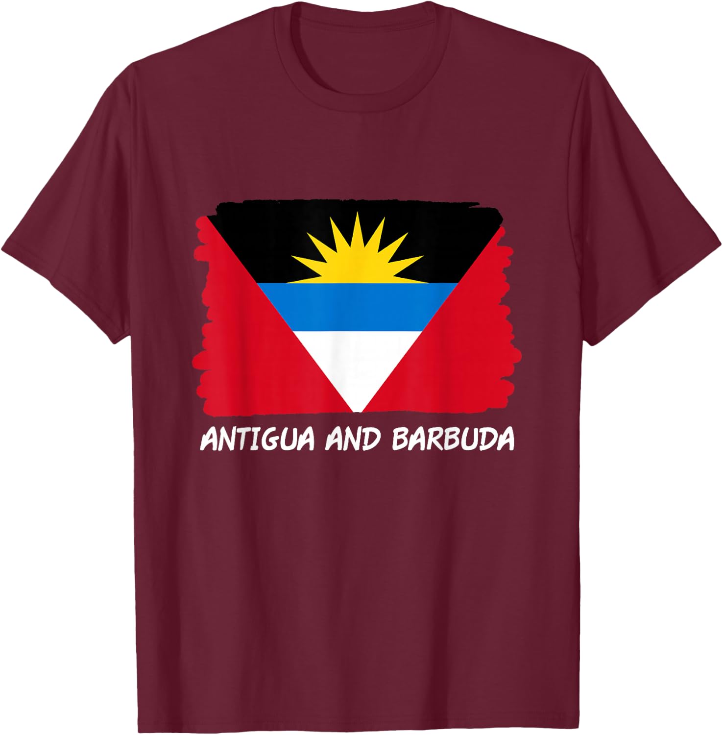 Antigua and Barbuda Flag T-Shirt - T-Shirt | Maroon