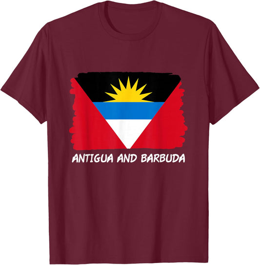 Antigua and Barbuda Flag T-Shirt - T-Shirt | Maroon
