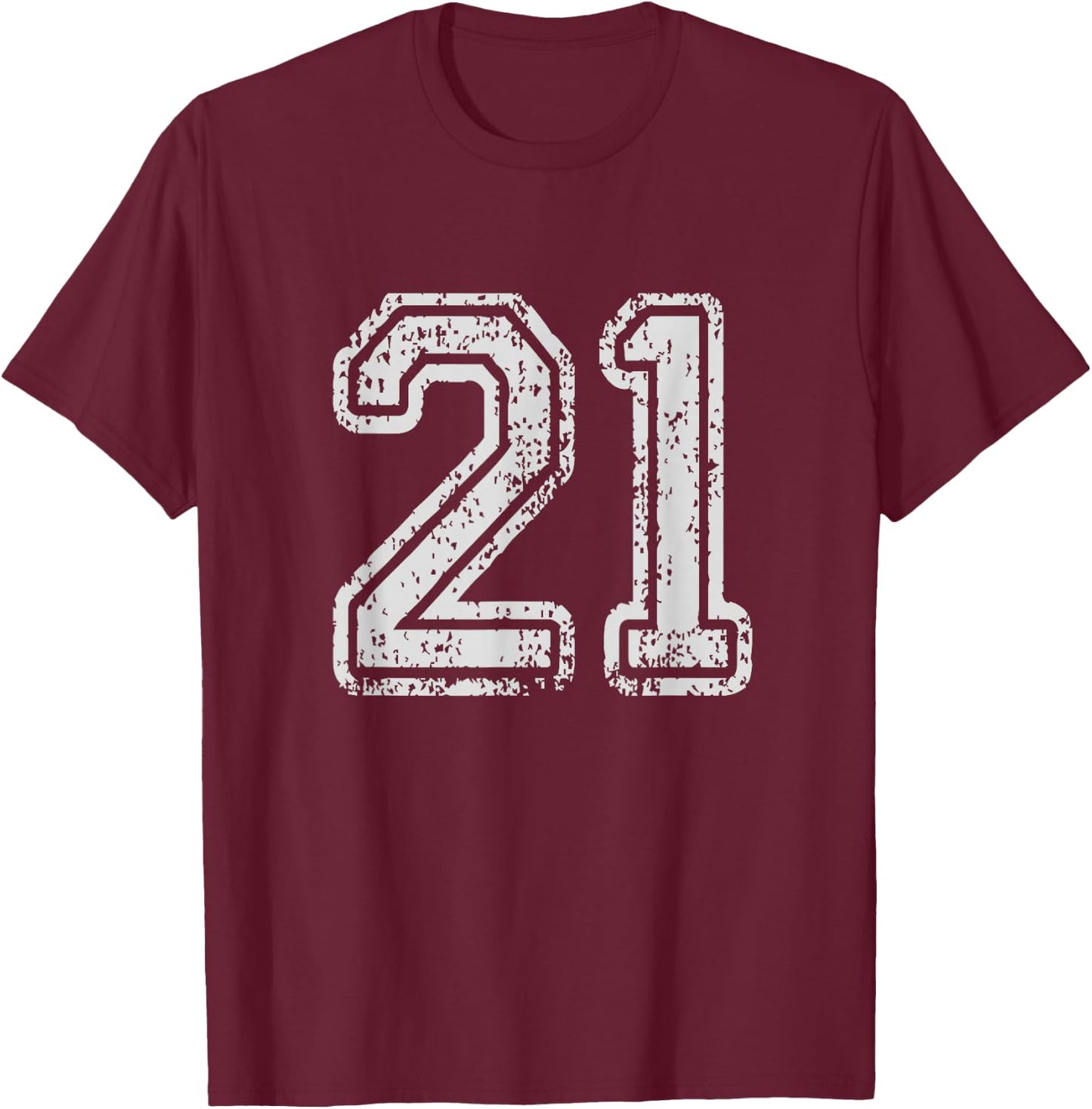 Team Jersey Uniforms Number 21 School Sports 20th Birthday T-Shirt - T-Shirt | Maroon