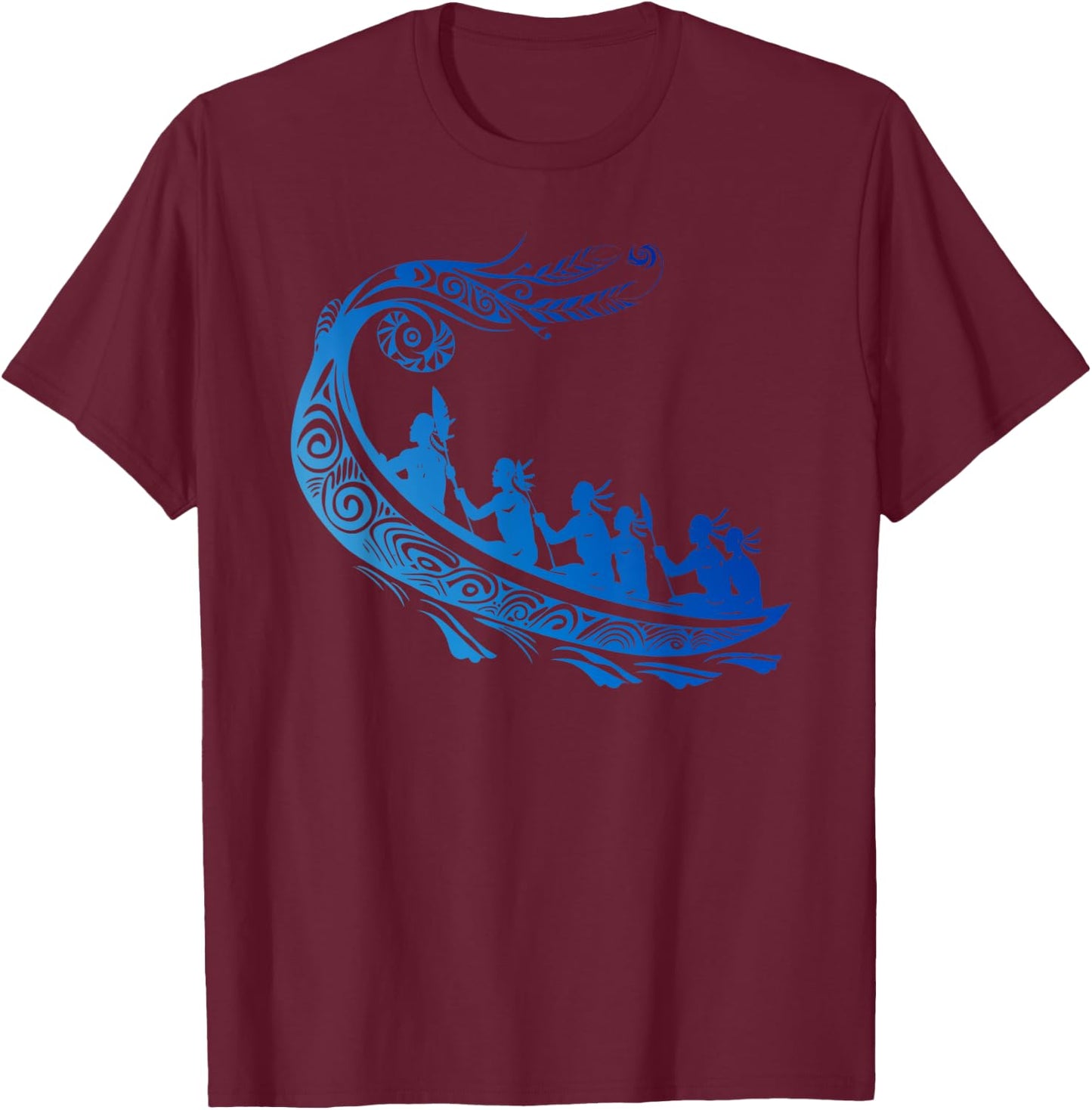 Tribal Hawaiian Outrigger Canoe Shirt - Hawaiian Tribal T-Shirt - T-Shirt | Maroon