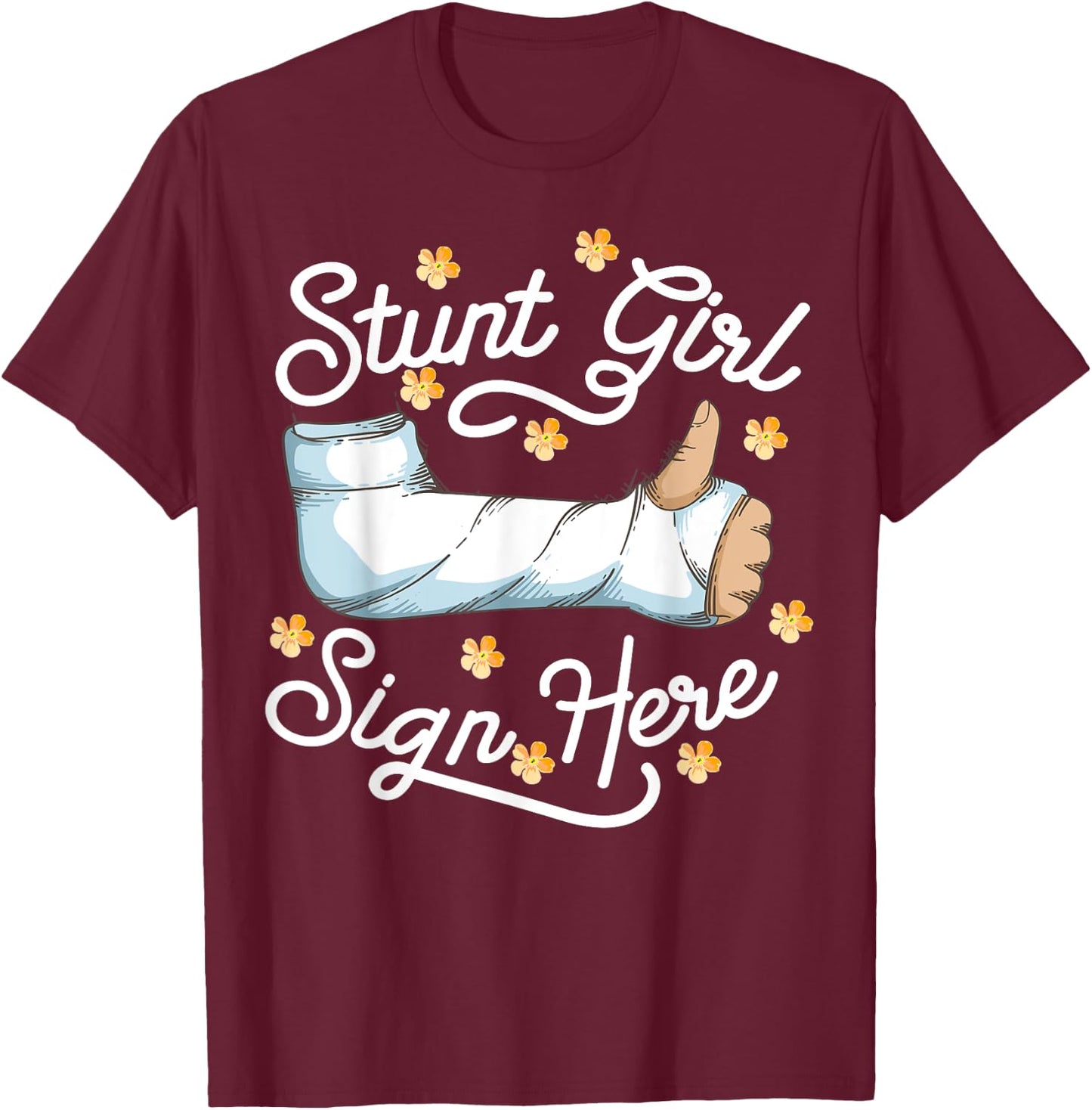 Funny Broken Arm Get Well Gift Girls Kids Bone Fracture T-Shirt - T-Shirt | Maroon