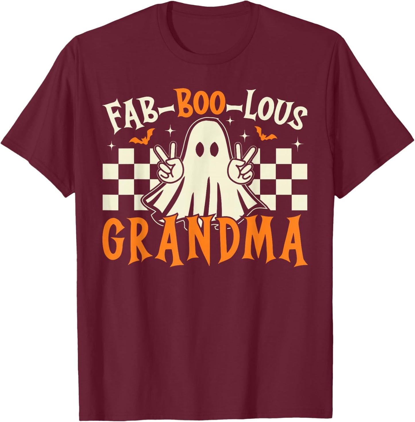 Fab Boo Lous Grandma Ghost Spooky Grandma Halloween Costume T-Shirt - T-Shirt | Maroon