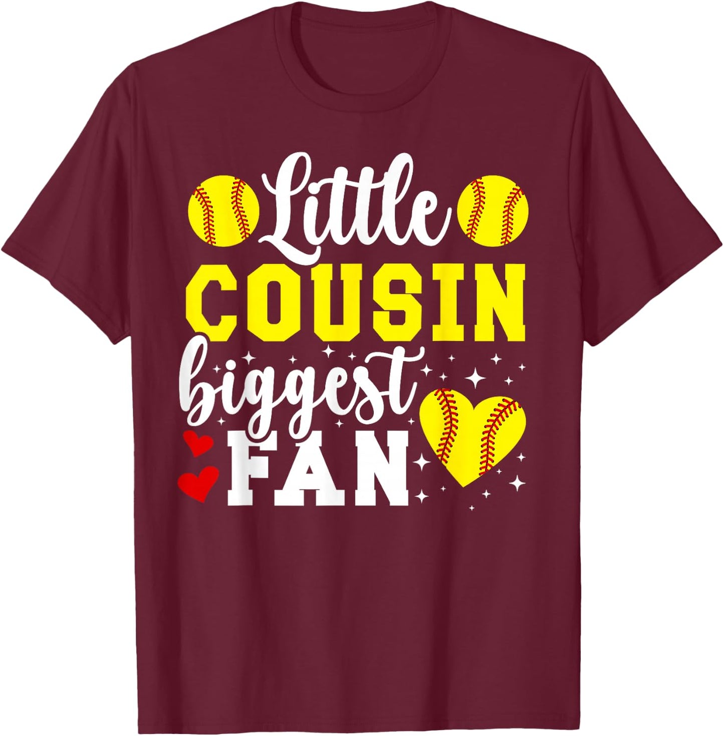 Little Cousin Softball Cousin Of A Softball Player Cousin T-Shirt - T-Shirt | Maroon