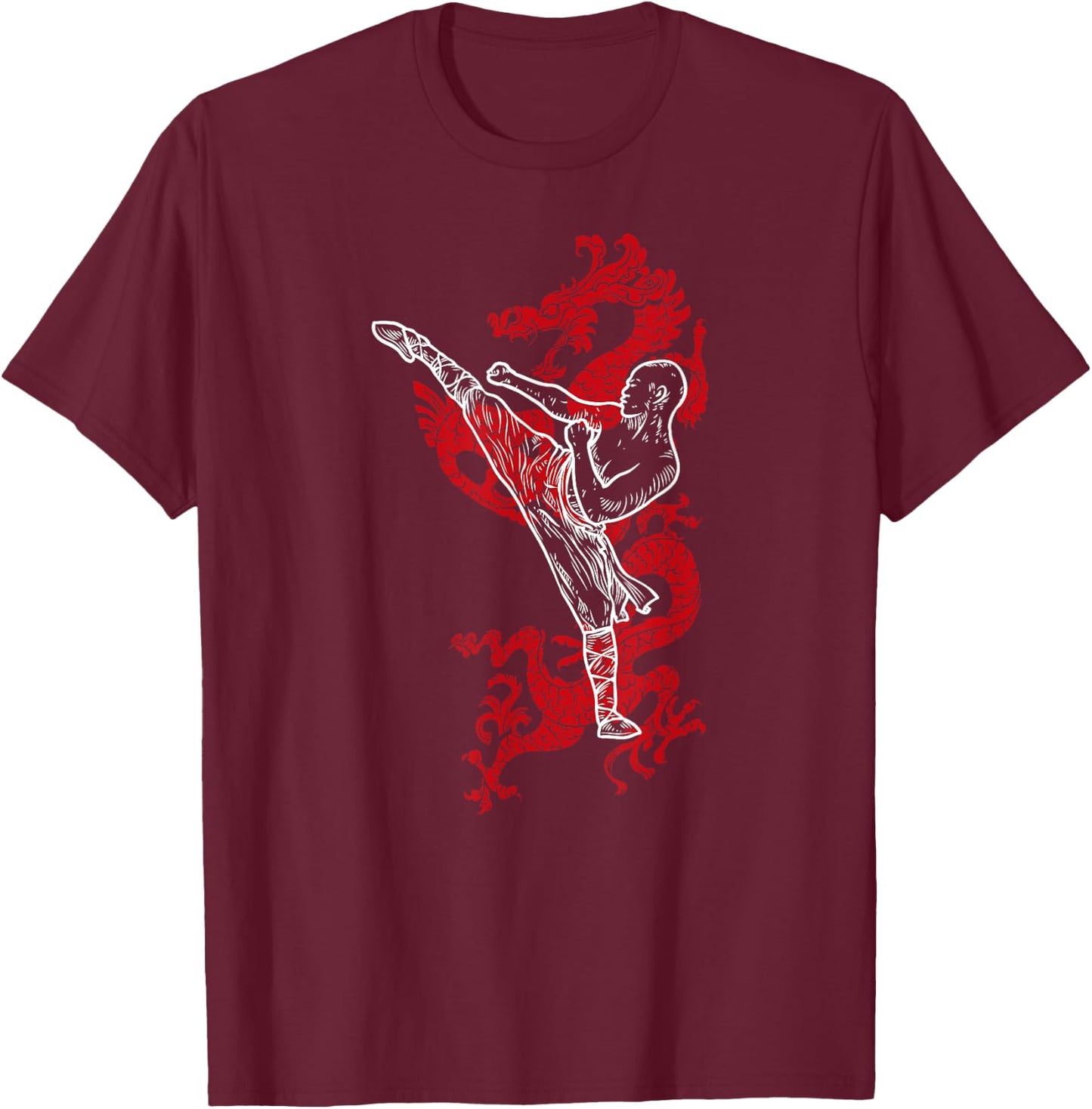 Kung Fu Chinese Dragon Uniform Cool Martial Arts T-Shirt - T-Shirt | Maroon