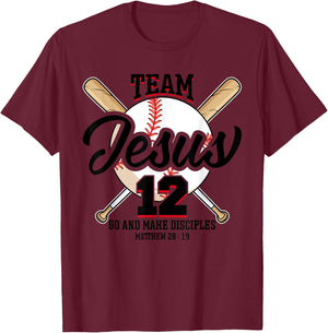 Jesus and Baseball Team Jesus Christian Matthew 28:19 Love T-Shirt - T-Shirt | Maroon