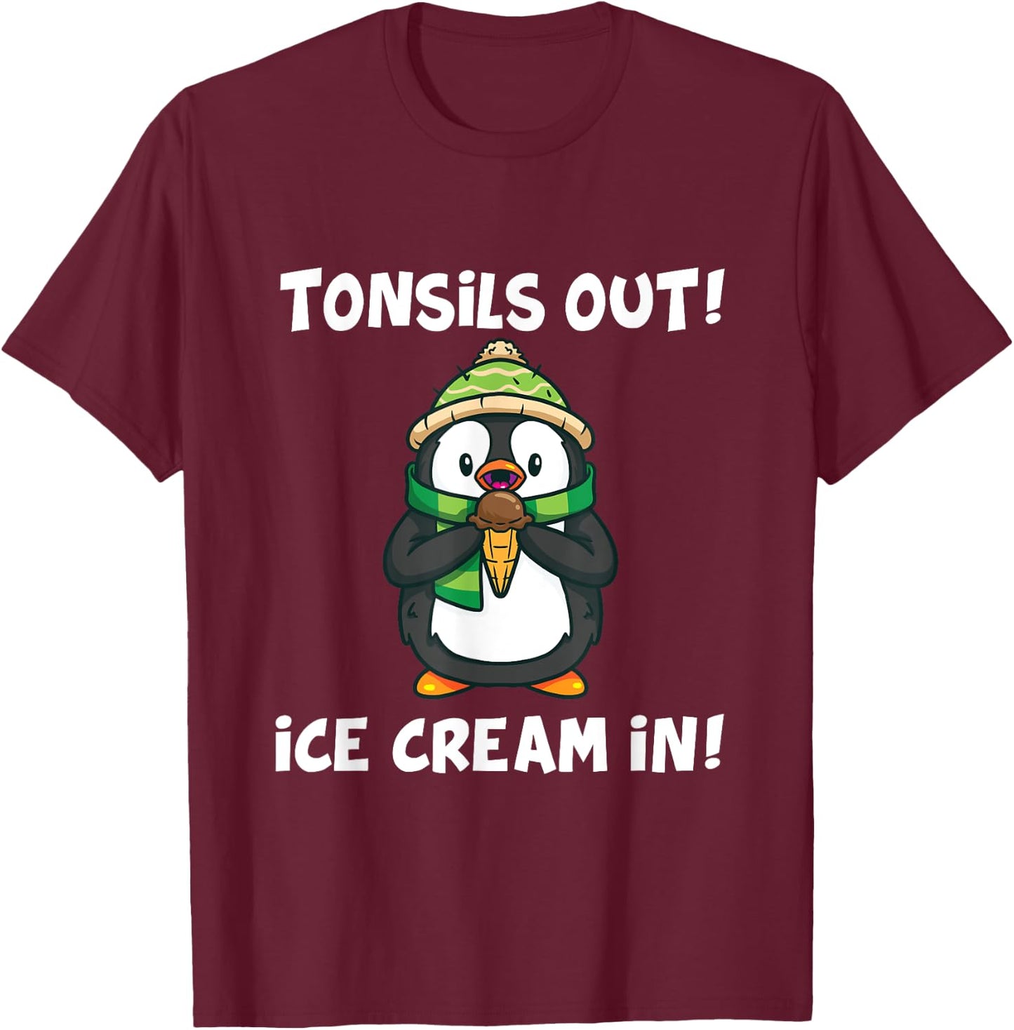 Tonsil Removal Surgery Recovery Gift Penguin T-Shirt - T-Shirt | Maroon