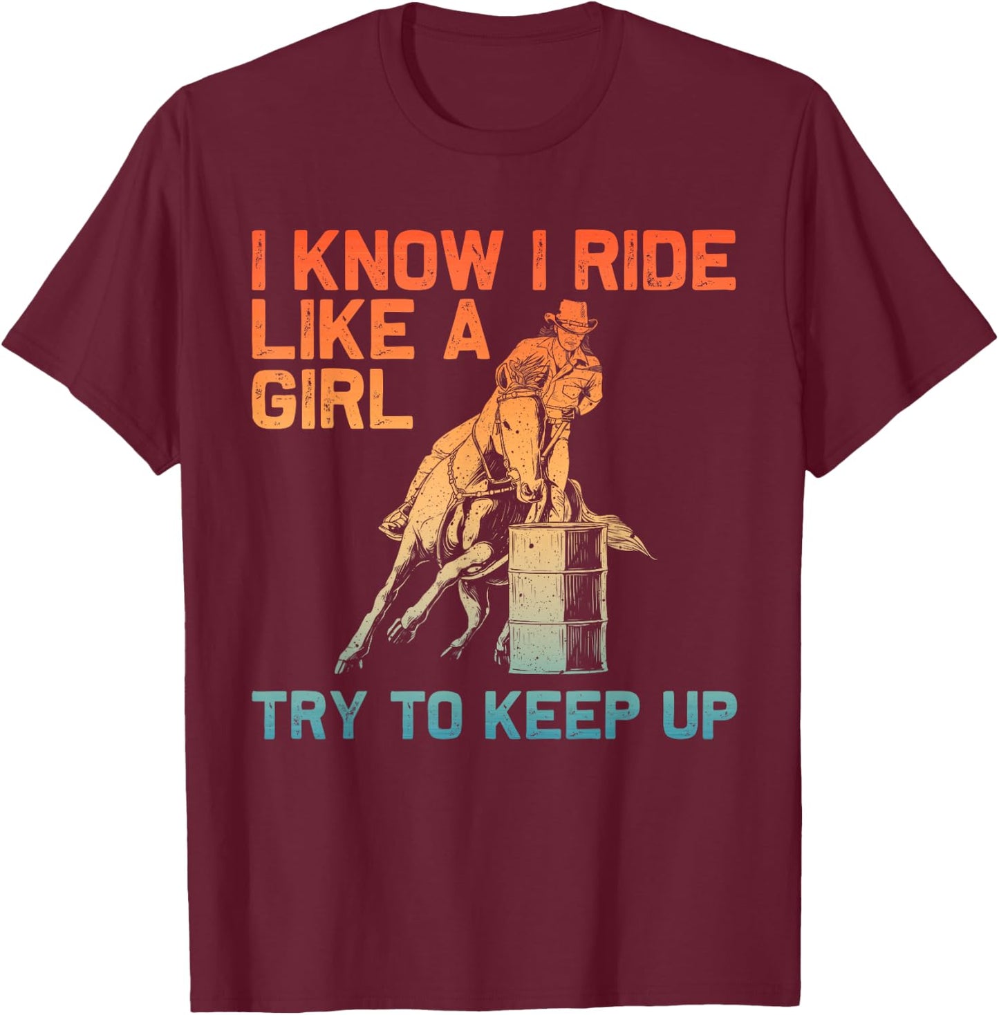 Barrel Racing Design Girls Cowgirl Barrel Racing T-Shirt - T-Shirt | Maroon