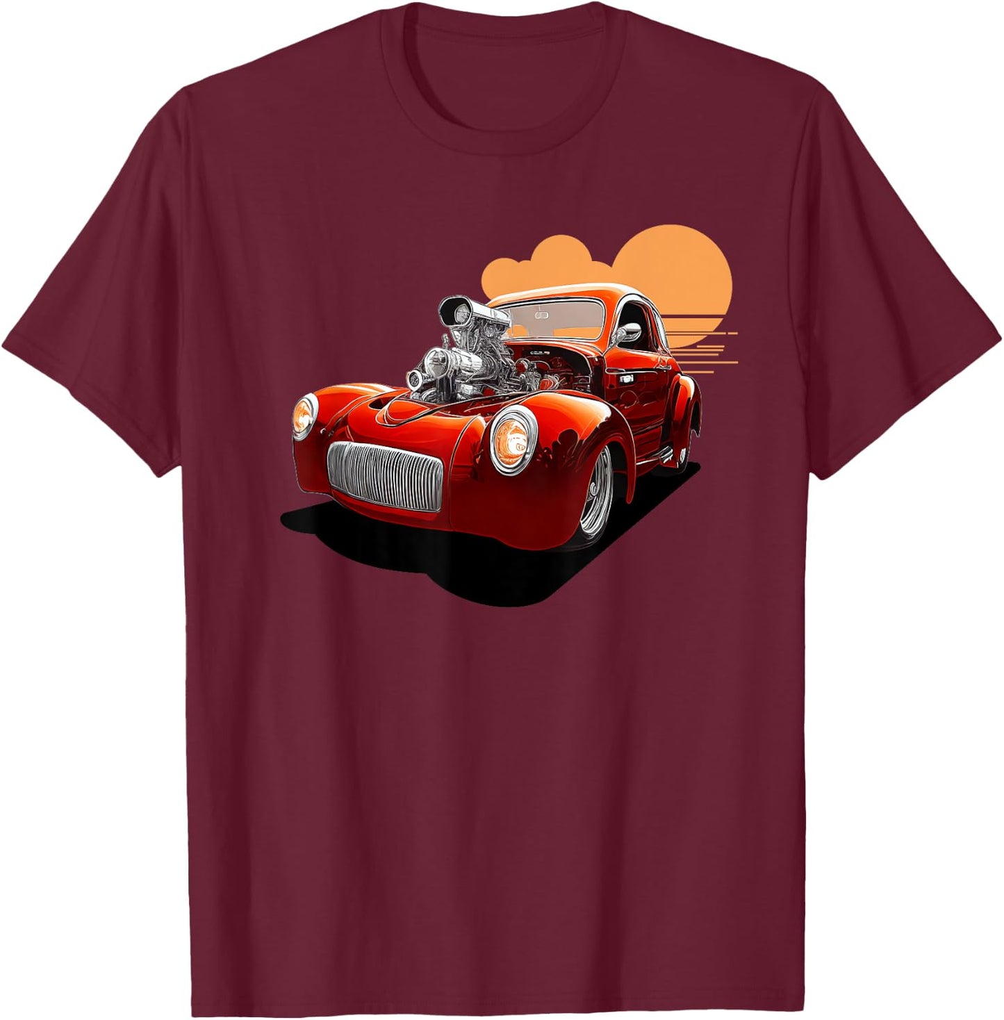 WIld Willy Coup - Drag Street Rod Cruiser T-Shirt - T-Shirt | Maroon