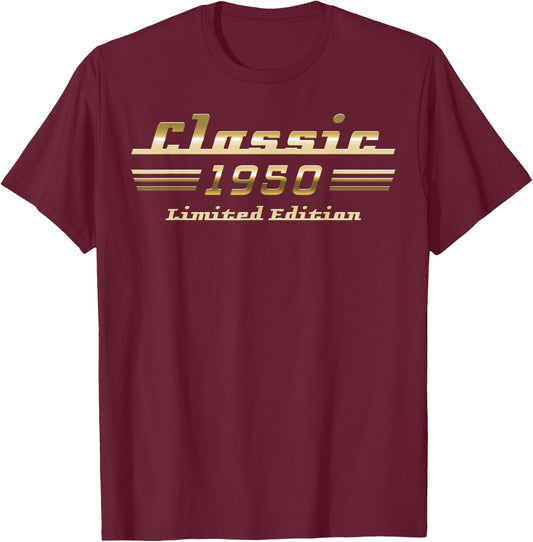 Classic 1950 Limited Edition Classic Car 75th Birthday T-Shirt - T-Shirt | Maroon